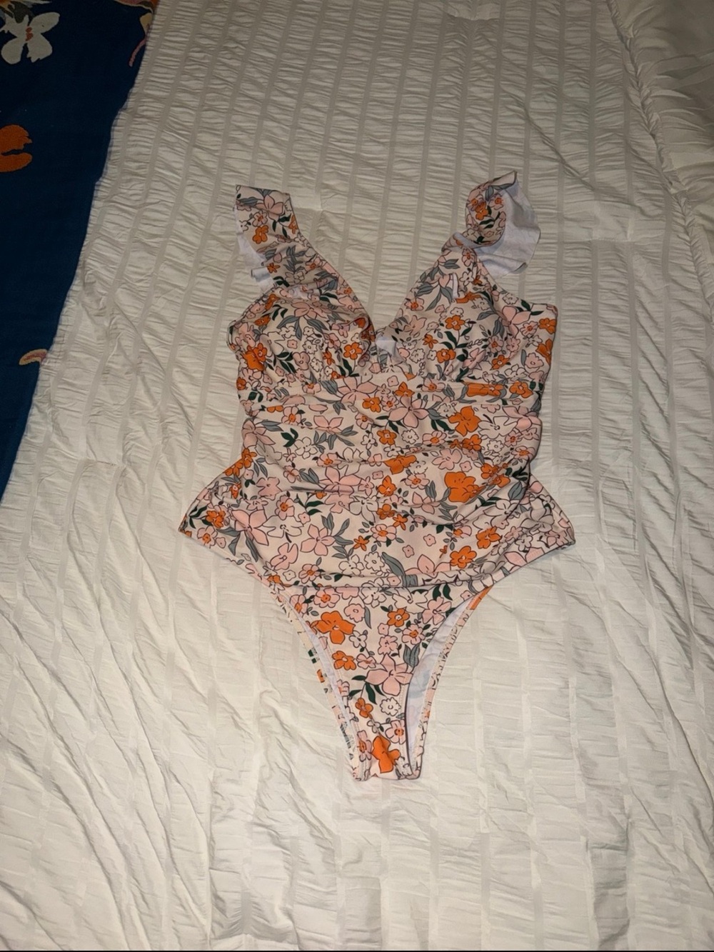 Floral One-Piece Swimsuit - Peach & Orange Floral